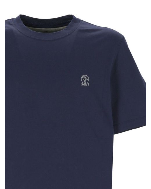 Brunello Cucinelli Blue T-Shirt for men