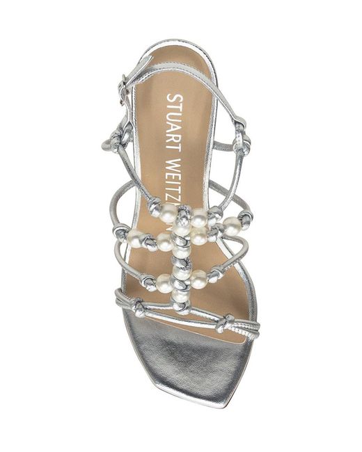 Stuart Weitzman Metallic Sandal With Pearls