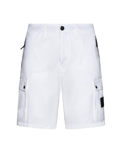 Stone Island White Shorts for men