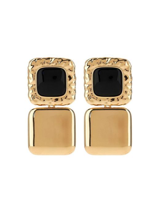 Self-Portrait Black Tone Square Earrings