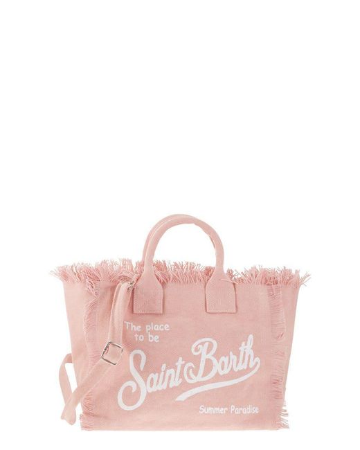 Mc2 Saint Barth Pink Colette - Fringed Canvas Bag