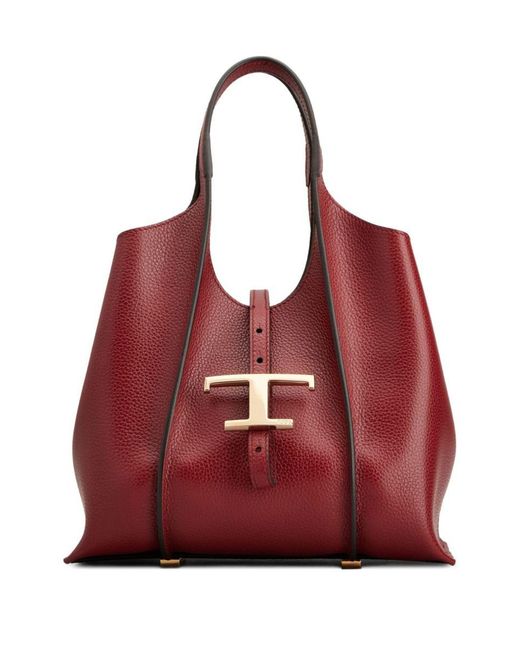 Tod's Red T Timeless Mini Leather Shopping Bags