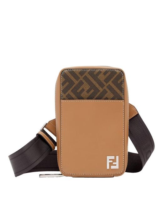 Fendi Brown Phone Case Ff Shoulder Strap Bags for men