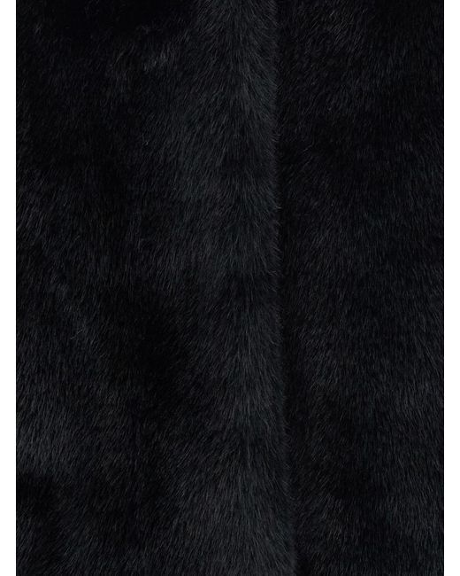 Plain Black Fake Mink Fur Jacket