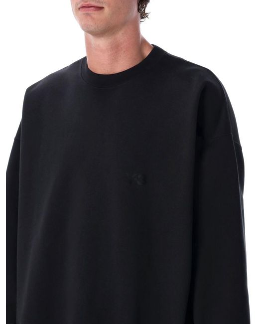 Y-3 Black Brushed Terry Loose-Fit Crewneck Sweatshirt for men