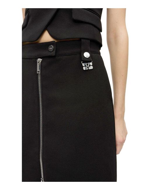 Ganni Black Crepe Midi Skirt