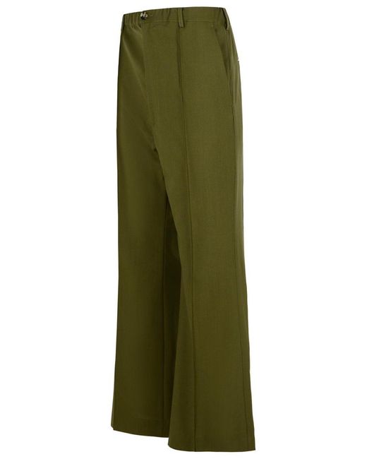 Marni Green Virgin Wool Pants With Stitched Pleats for men