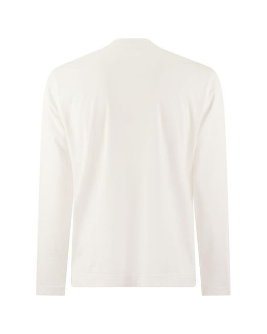 Fedeli White Long-sleeved Cotton T-shirt for men