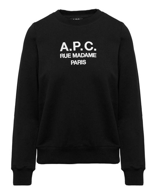 A.P.C. Black 'Tina' Crewneck Sweatshirt With Contrasting Logo Print