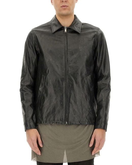 Rick Owens Gray Leather "Brad" Jacket for men