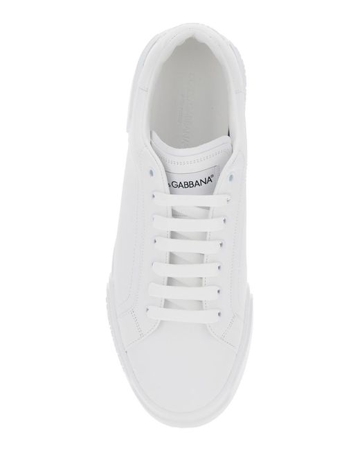 Dolce & Gabbana White 'Portofino Light' Sneakers With Logo Patch On The Tongue And Tonal Logo Lettering On The Heel for men