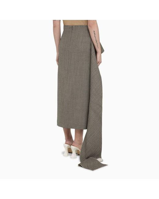 The Row Gray Wool Skirt With Side Train