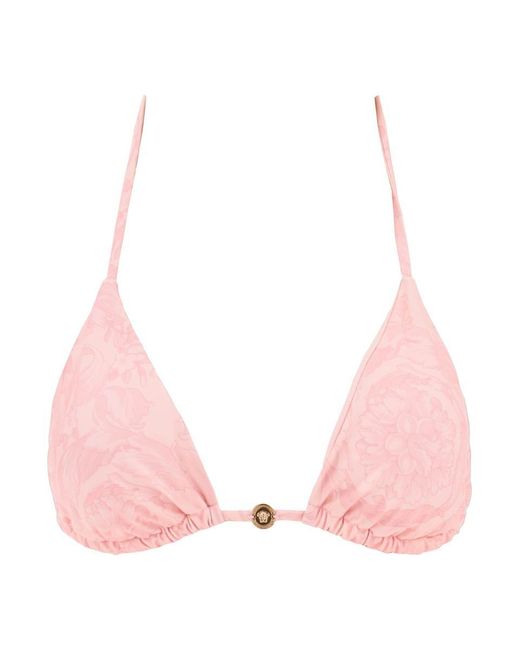 Versace Pink Baroque Bikini Top