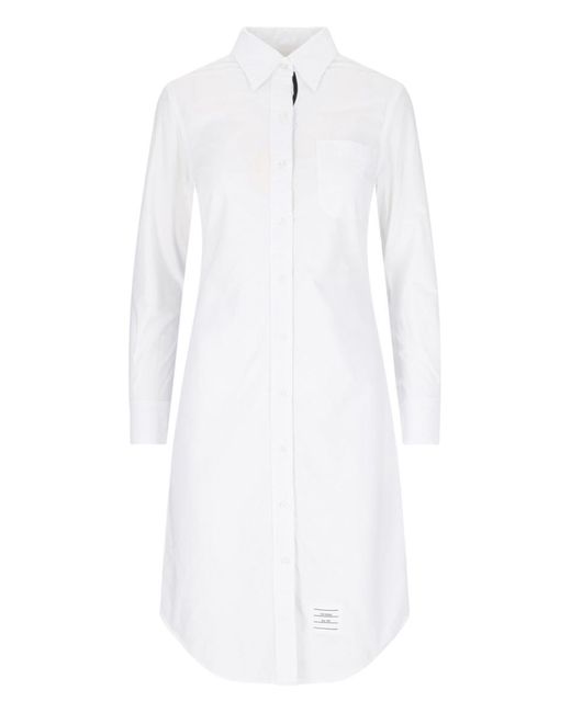 Thom Browne White Midi Shirt Dress