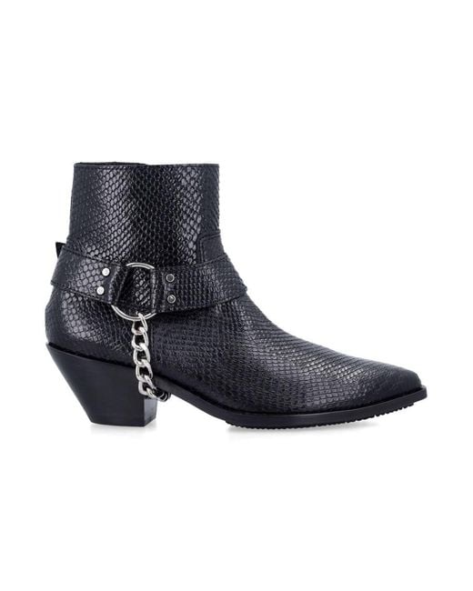 Junya Watanabe Python-Effect Leather Western Ankle Boots With Chain in ...