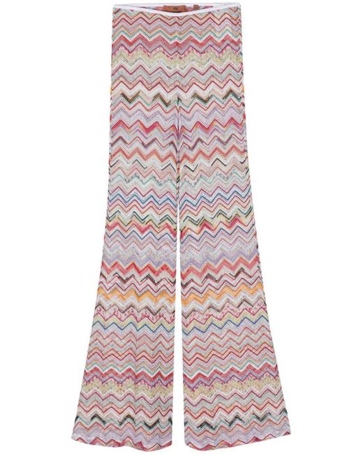 Missoni White Zigzag-woven Flared Trousers