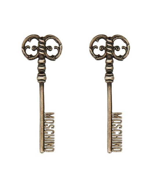 Moschino White Logo Earrings
