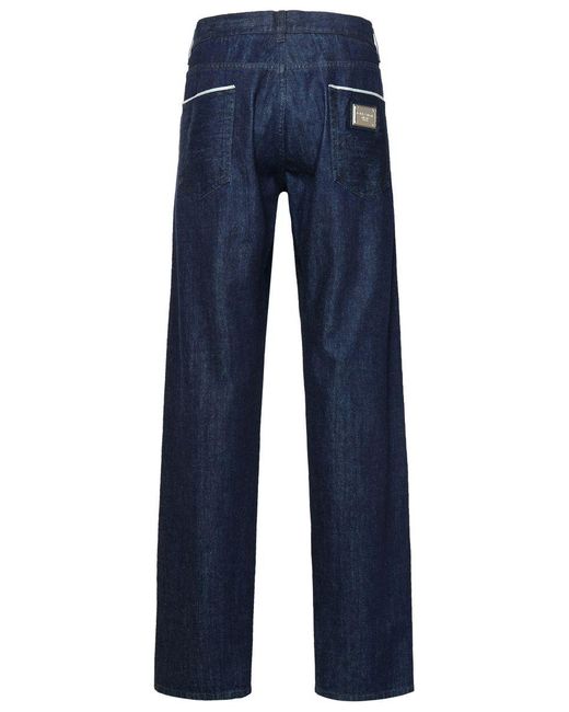 Dolce & Gabbana Blue 5-Pocket Straight-Leg Jeans for men