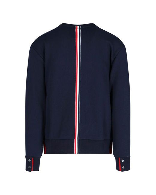Thom Browne Blue Sweatshirt With Back Tricolor Intarsia for men