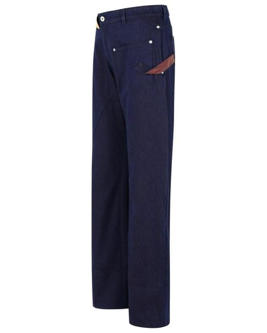 J.W. Anderson Blue Workwear' Cotton Pants With Twisted Leg