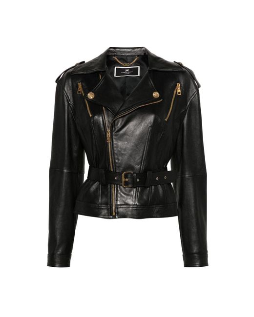 Elisabetta Franchi Black Leather Jacket