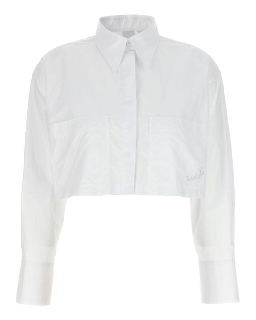 Pinko White 'Pergusa' Cropped Shirt