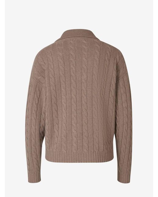Peserico Brown Cable Knit Sweater
