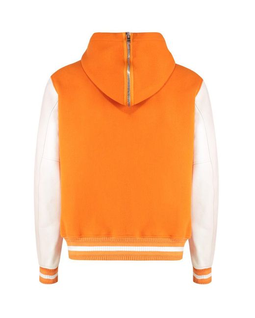 Givenchy Orange Wool And Leather Bomber Jacket for men