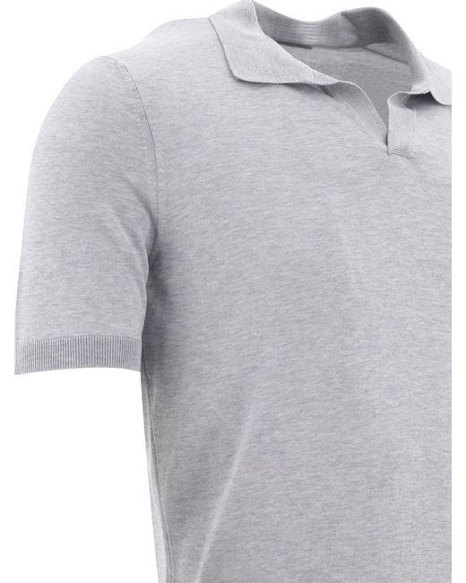 Tagliatore Gray Silk Polo Shirt for men