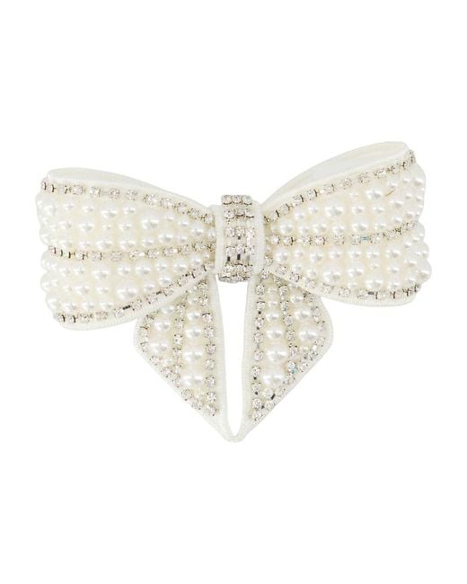 Self-Portrait Natural Pearl Crystal Bow Hair Clip
