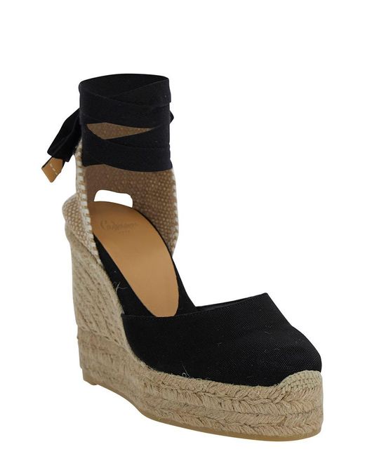 Castaner 'carina' Beige And Black Espadrille Wedge In Cotton And Rafia Woman