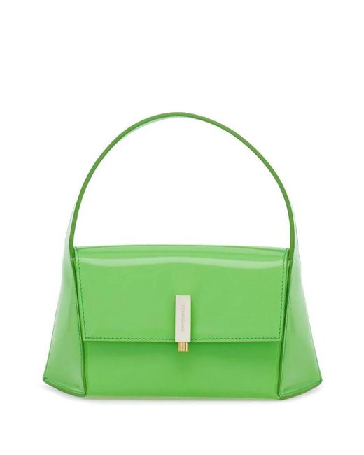 Ferragamo Green Small Geometric Shoulder Bag