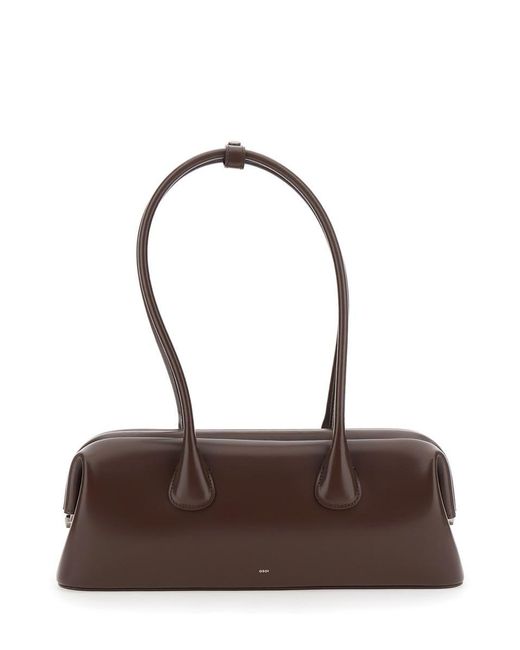 OSOI Brown 'Boat Wide' Shoulder Bag With Round Handles And Lettering Logo On The Front