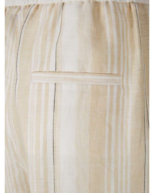 Peserico White Striped Linen Pants