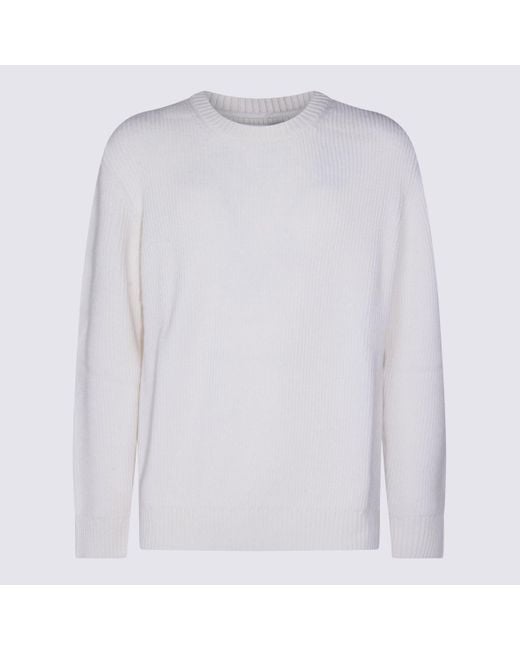 Seven Gauge White Wool Knitwear for men