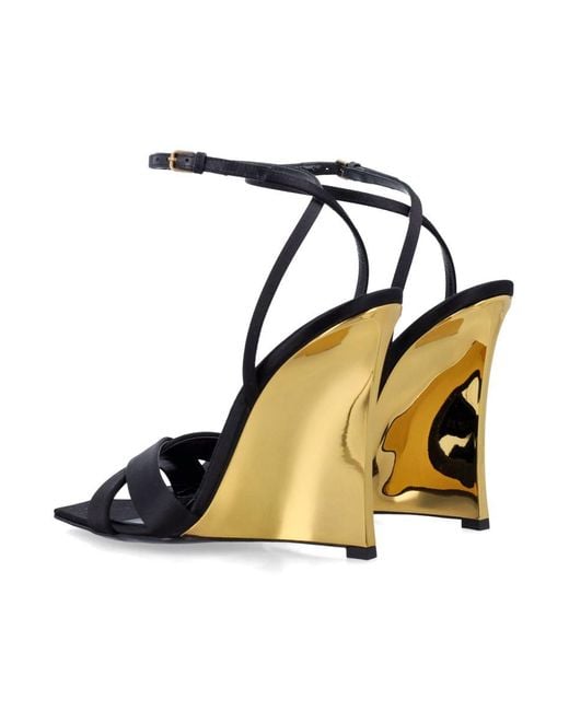 Saint Laurent Black Lucienne Sandal Wedges