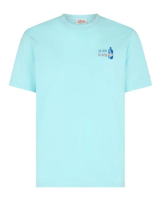 Mc2 Saint Barth Blue T-Shirt With Embroidery for men