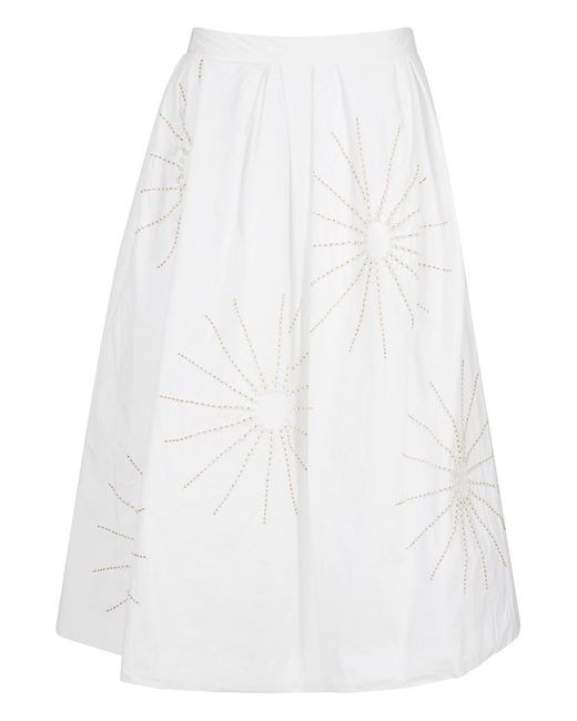 Dries Van Noten White Soni Skirt With Appliqués