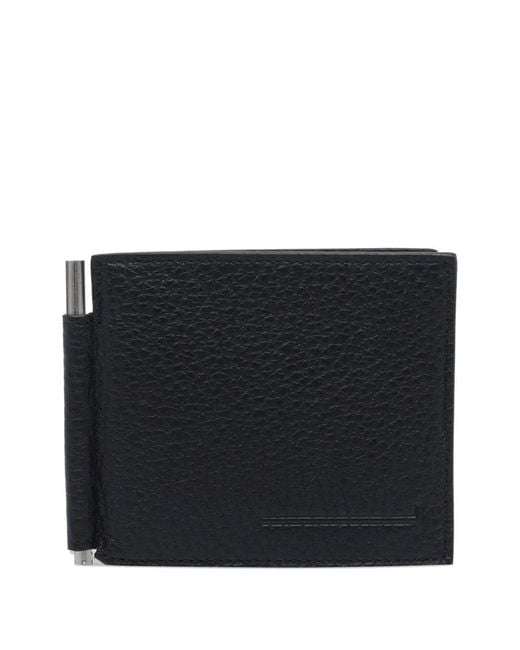 Tom Ford Black Printed Deer Leather Elonggated T Line Money Clip Wallet Accessories for men