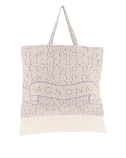 Agnona Pink Cotton Tote Bag