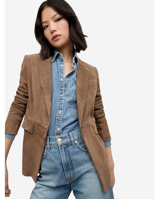 Veronica Beard Brown Suede Single-Button Jacket