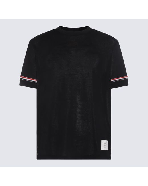 Thom Browne Black Navy Cotton T-shirt for men