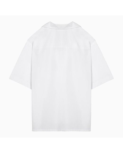 Marni White Bowling Shirt With Flower Appliqué for men