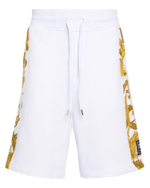 Versace White Watercolor Couture Shorts for men