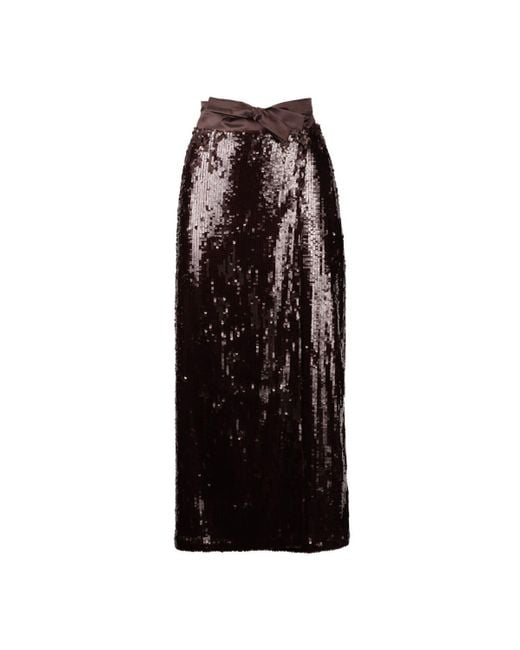 Liviana Conti Brown Sequin Wrap Skirt