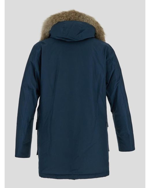 Woolrich Blue Artic Detachable Fur Parka Jacket for men