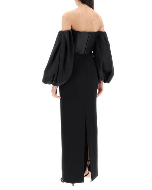 Solace London Black Maxi Dress Carmen With Balloon Sleeves