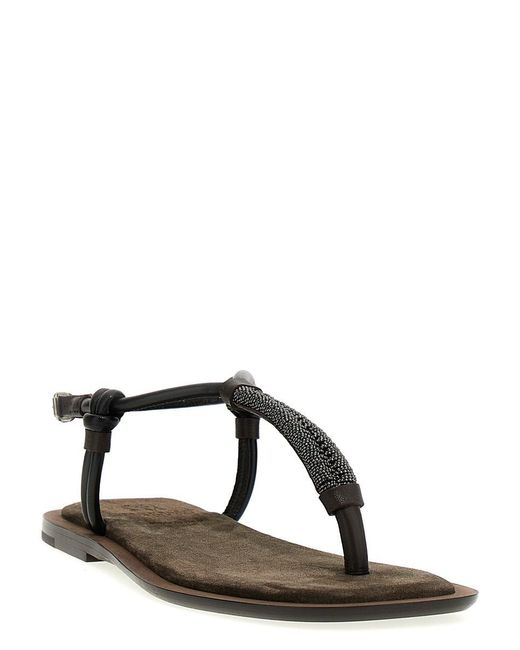 Brunello Cucinelli Black 'Monile' Sandals