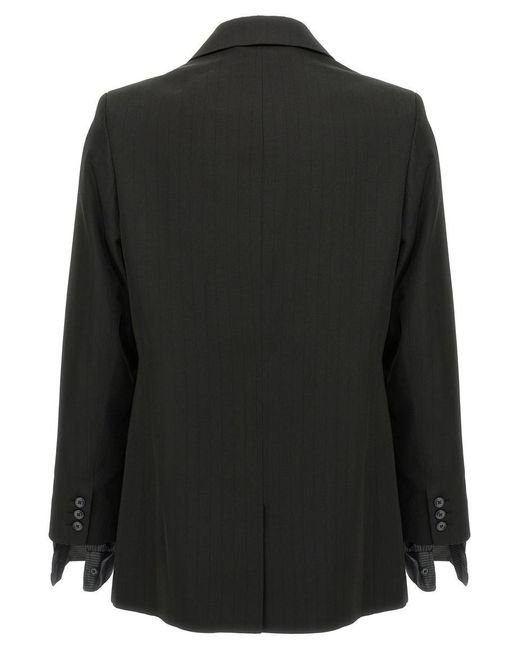 Martine Rose Black Striped Double-Breasted Blazer for men