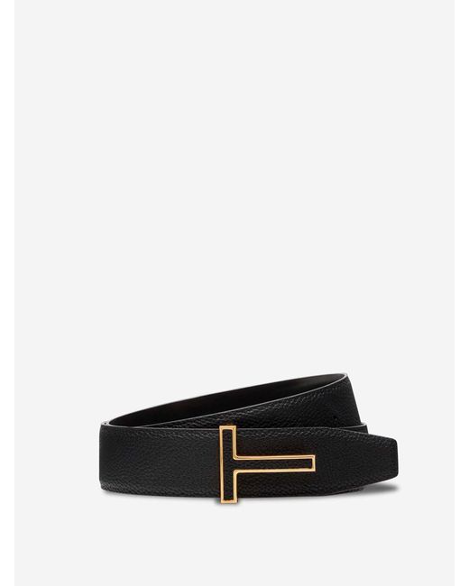Tom Ford White T Leather Belt for men